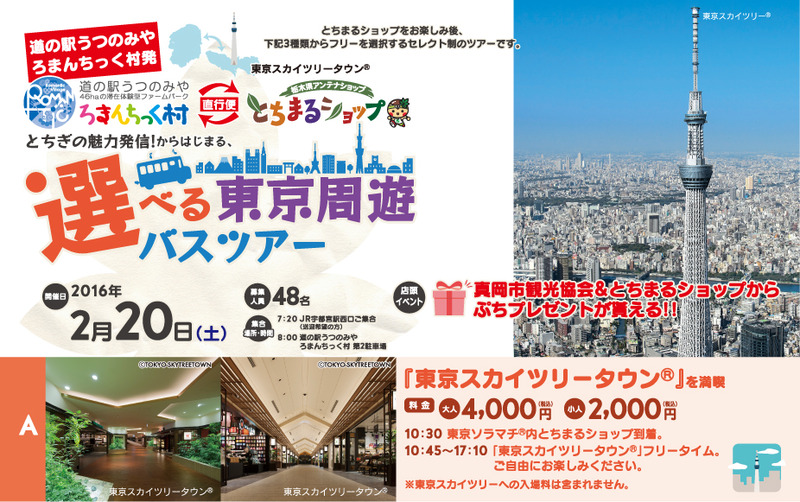 選べる東京周遊バスツアー ≪Aコース/東京スカイツリータウンを満喫≫